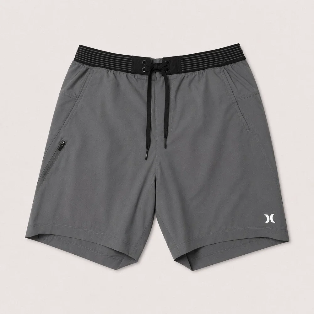 Hurley Mens Large Gray Board Shorts Stretch Swim Surf Quick Dry Performance